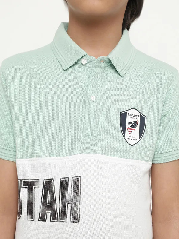 Octave Boys Colourblocked Polo Collar Cotton T-Shirt