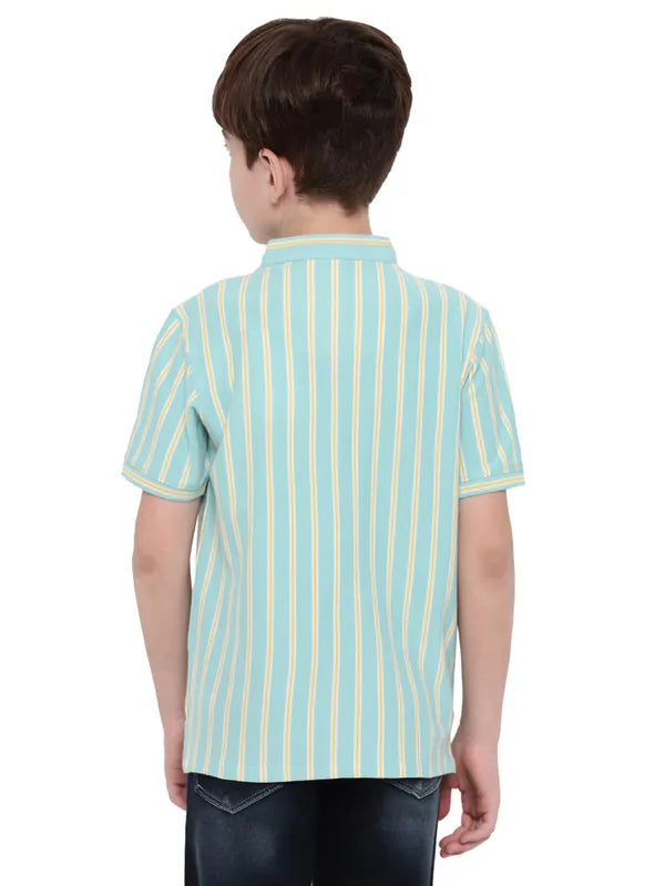 Octave Boys Striped Mandarin Collar T-Shirt