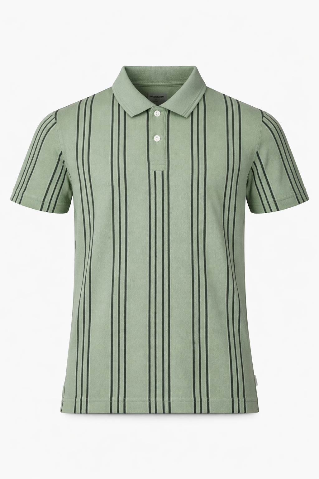 Boys Light Green Striped Polo Collared Short Sleeves T-shirt