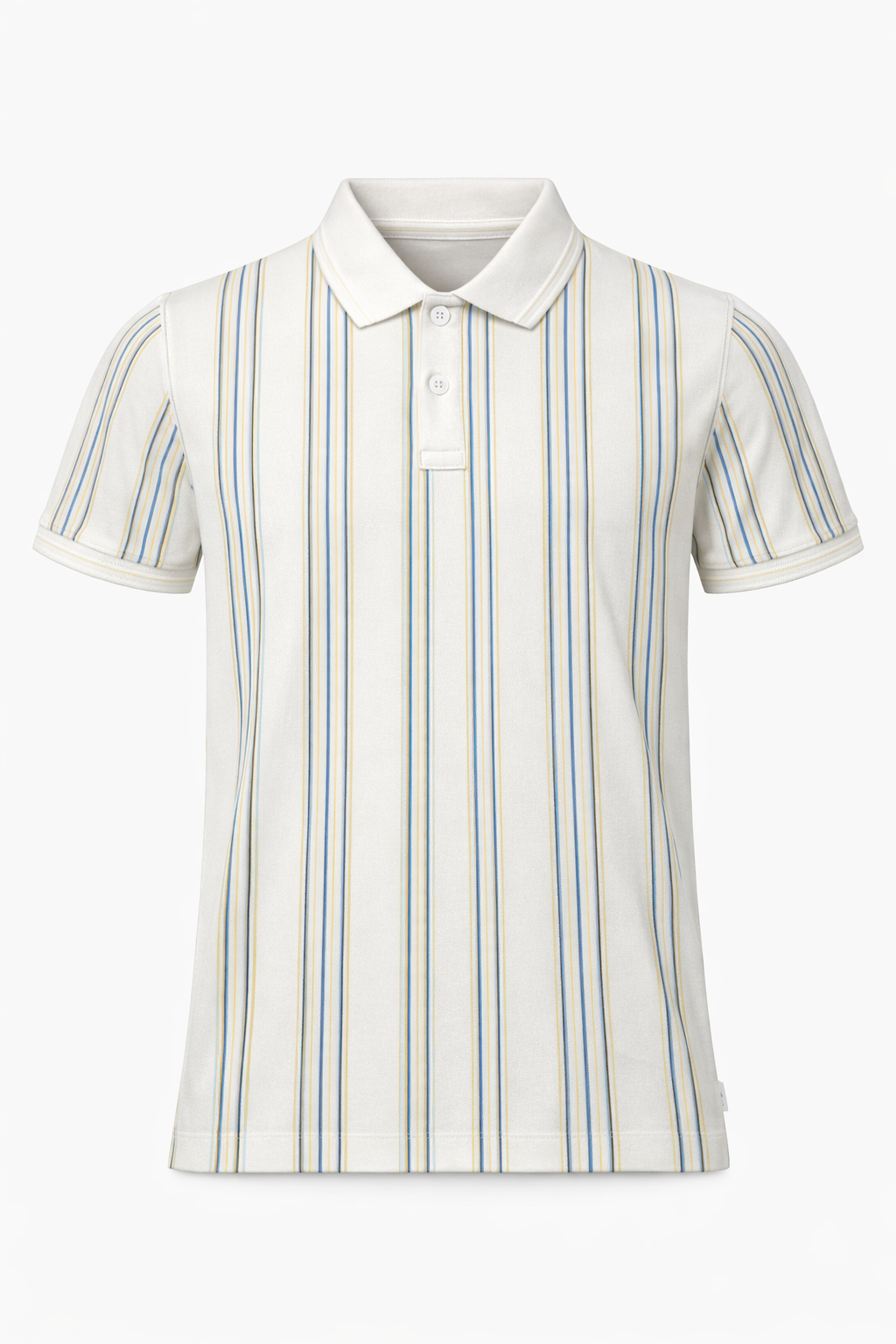 Boys White Striped Polo Collar Cotton T-shirt