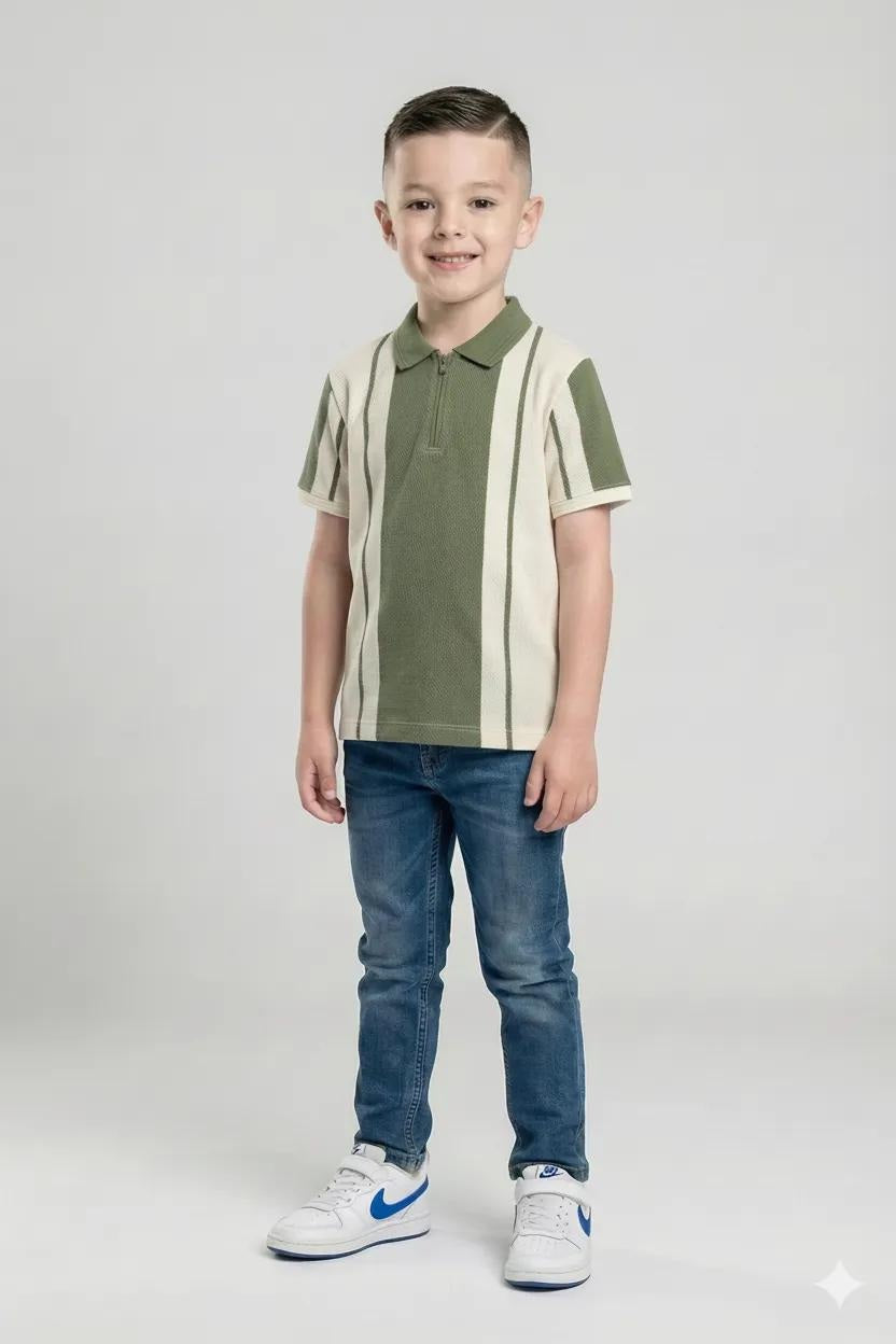 Boy ColourBlocked Polo Neck T-Shirt