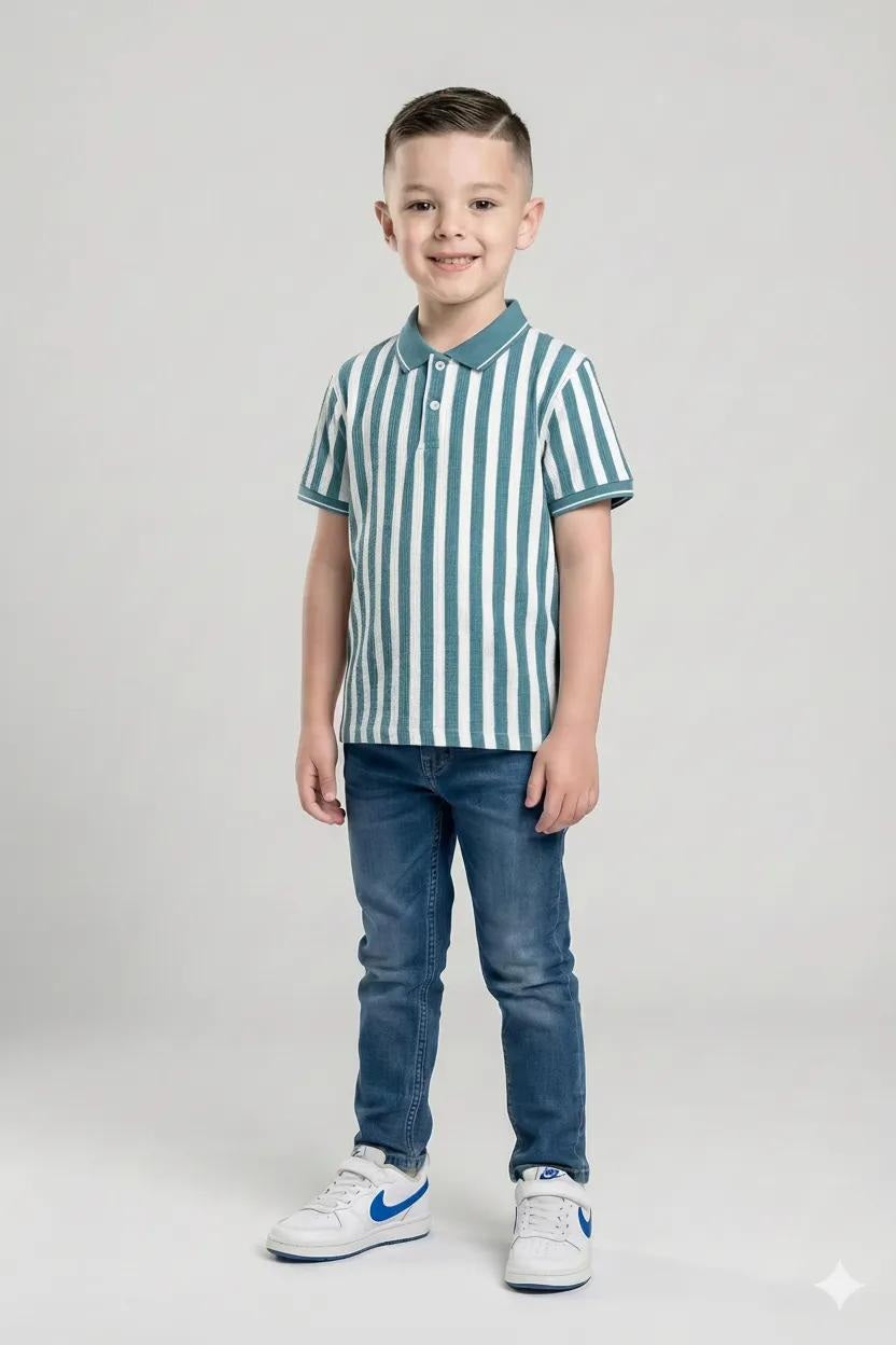 Boys Nile Striped Polo Collar T-shirt