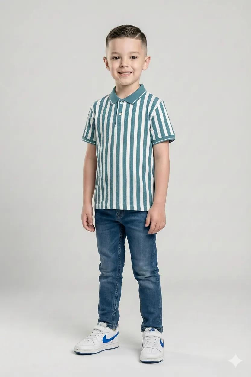 Boys Nile Striped Polo Collar T-shirt