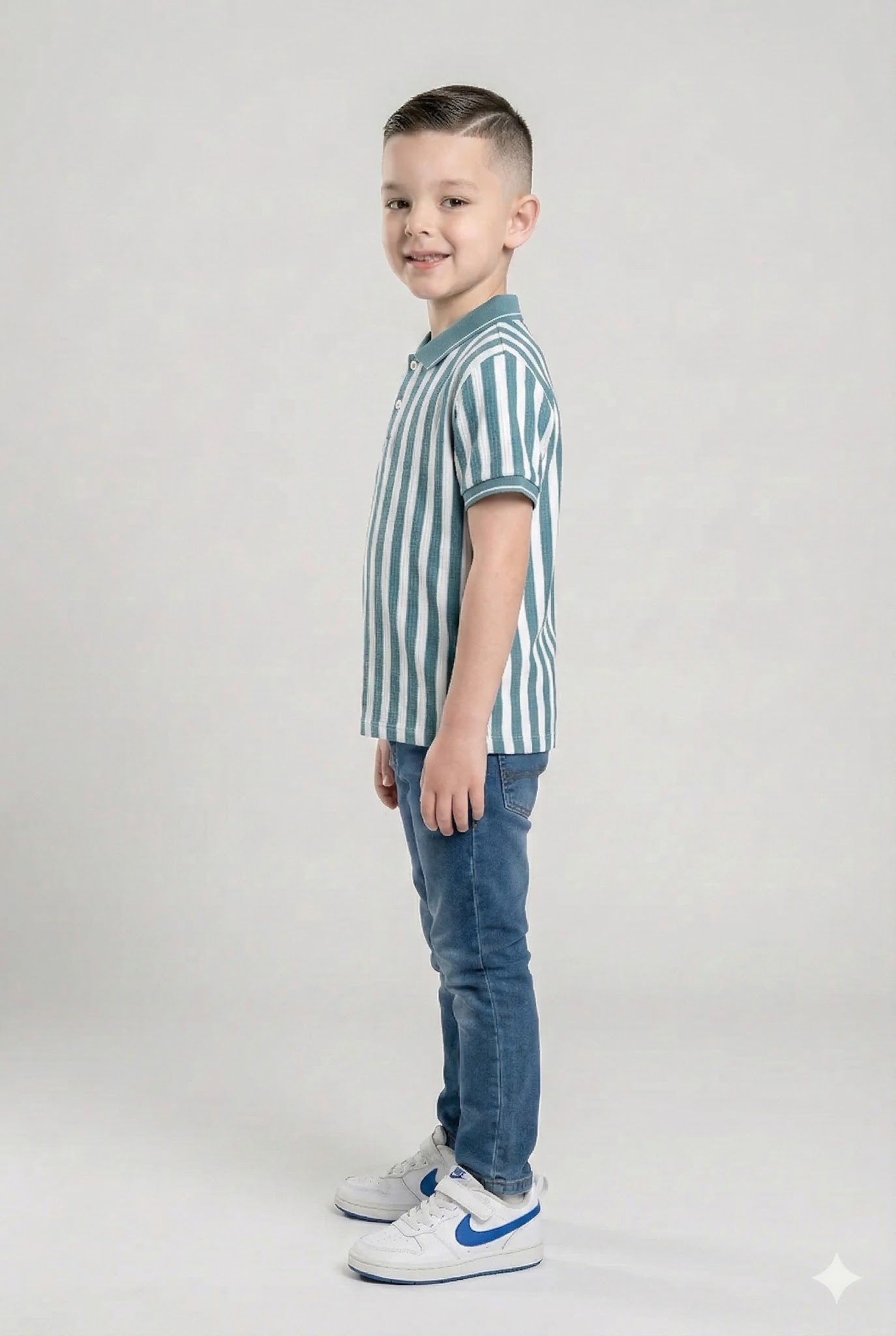 Boys Nile Striped Polo Collar T-shirt