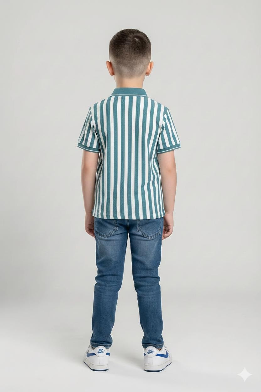 Boys Nile Striped Polo Collar T-shirt