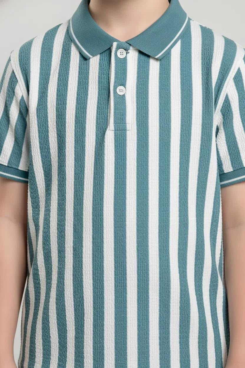 Boys Nile Striped Polo Collar T-shirt