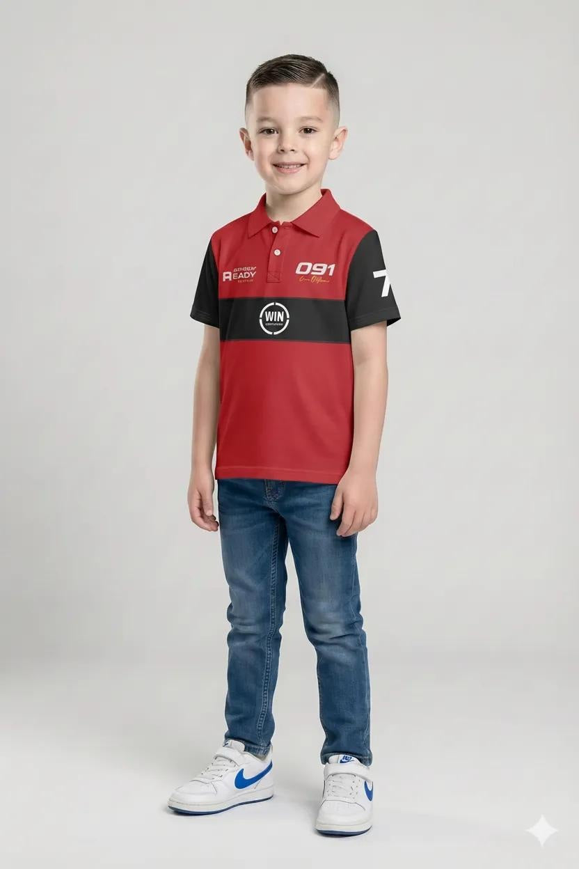 Boys Brick Colourblocked Polo Collar T-shirt