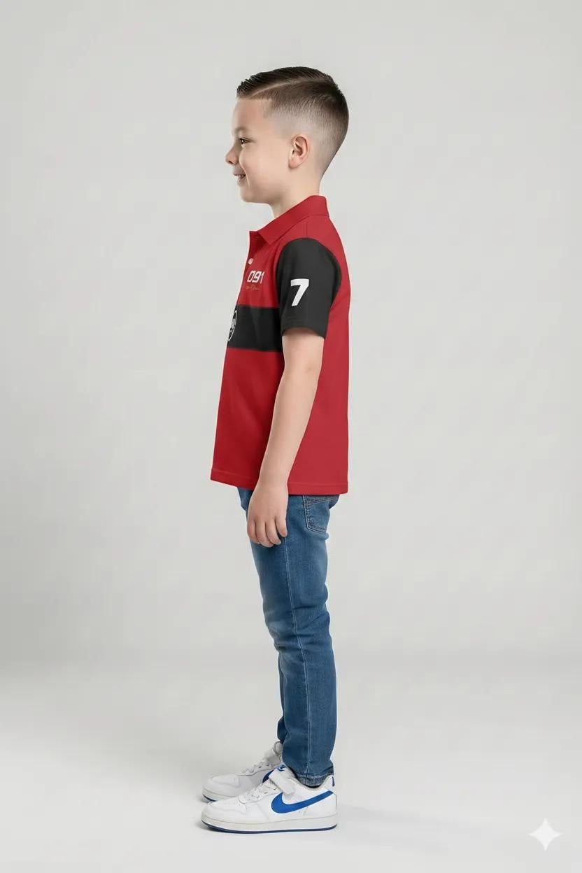 Boys Colourblocked Polo Collar T-shirt
