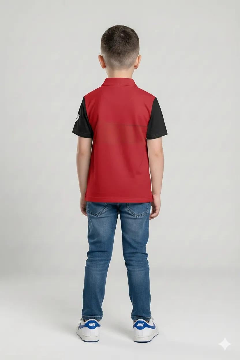 Boys Brick Colourblocked Polo Collar T-shirt