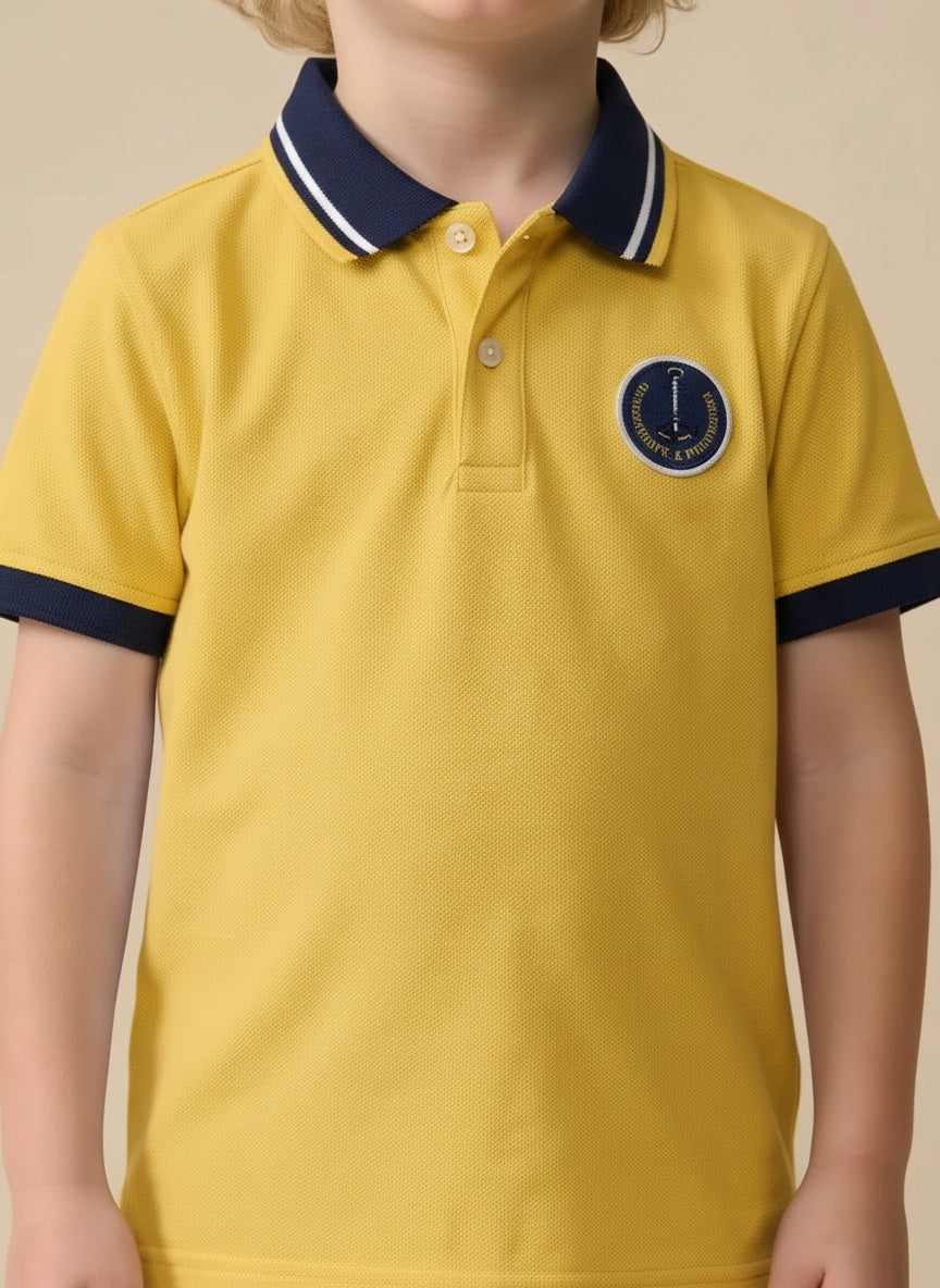Boys Mustard Polo Collar T-shirt