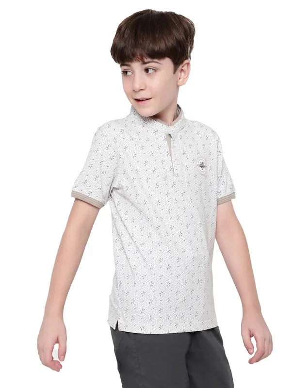 Octave Boys Floral Printed Mandarin Collar T-Shirt