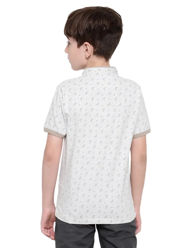 Octave Boys Floral Printed Mandarin Collar T-Shirt