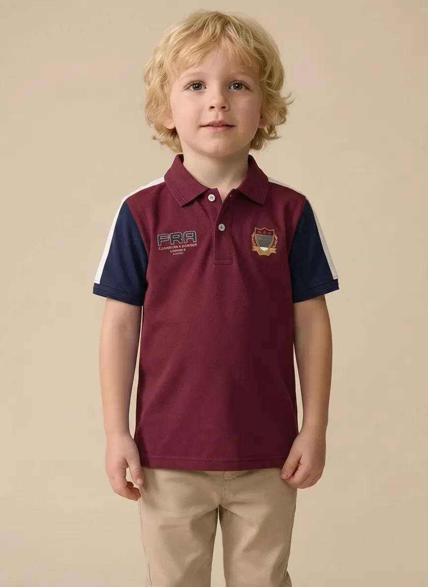 Boys Printed Polo Collar T-shirt