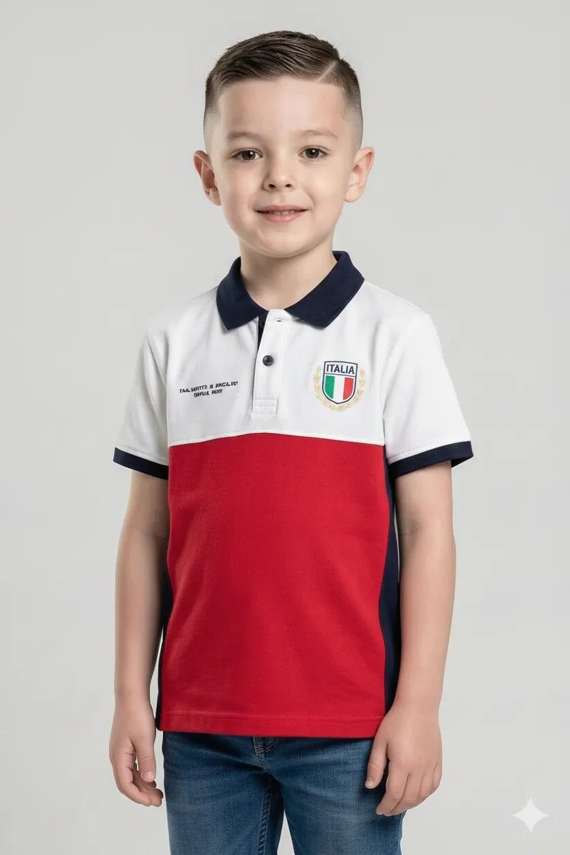 Octave Boys Colourblocked Cotton Polo Collar T-shirt