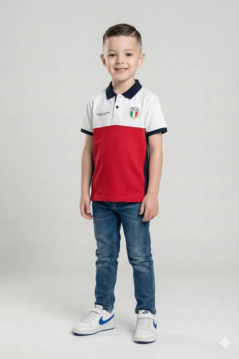 Octave Boys Colourblocked Cotton Polo Collar T-shirt