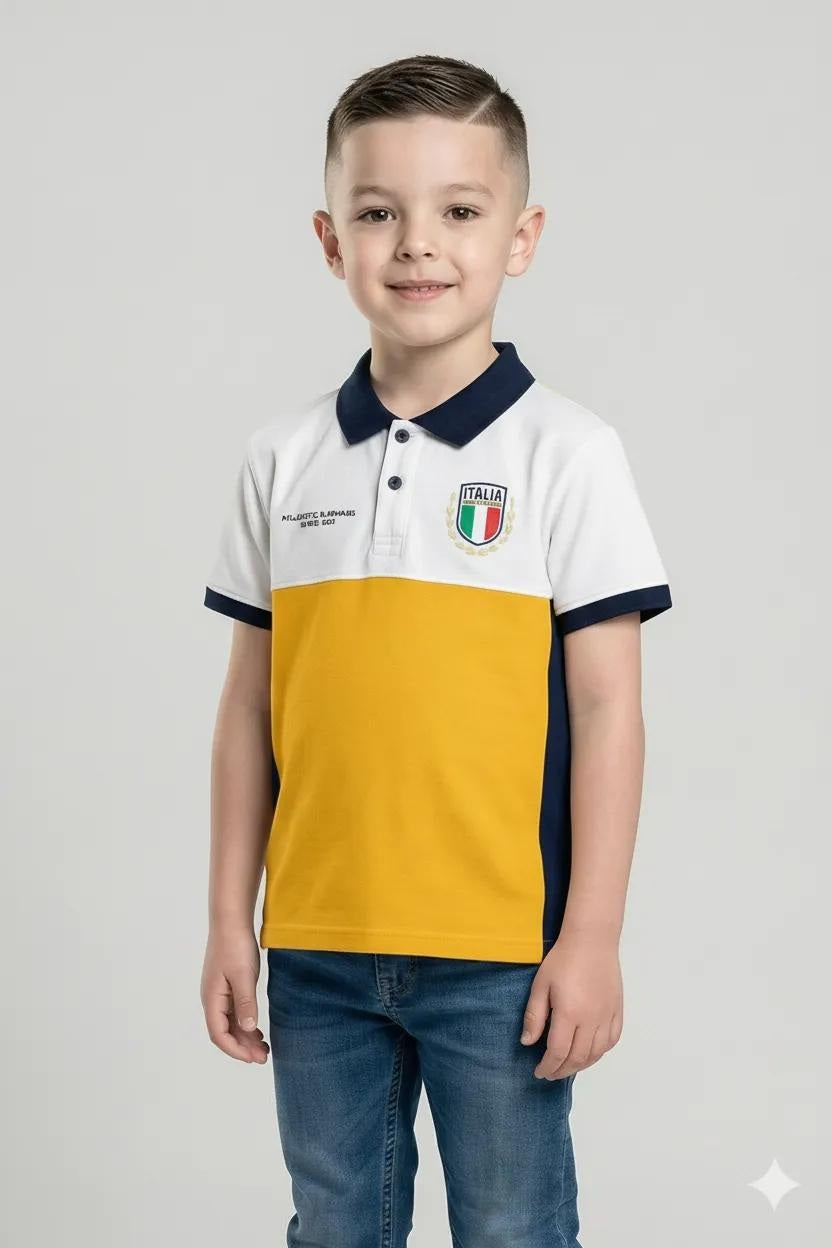 Octave Boy's Colourblocked Polo Collar T-shirt