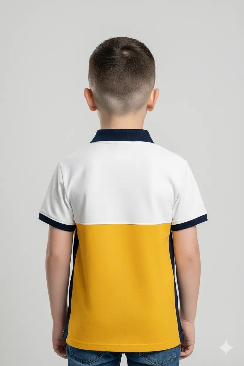 Octave Boy's Colourblocked Polo Collar T-shirt
