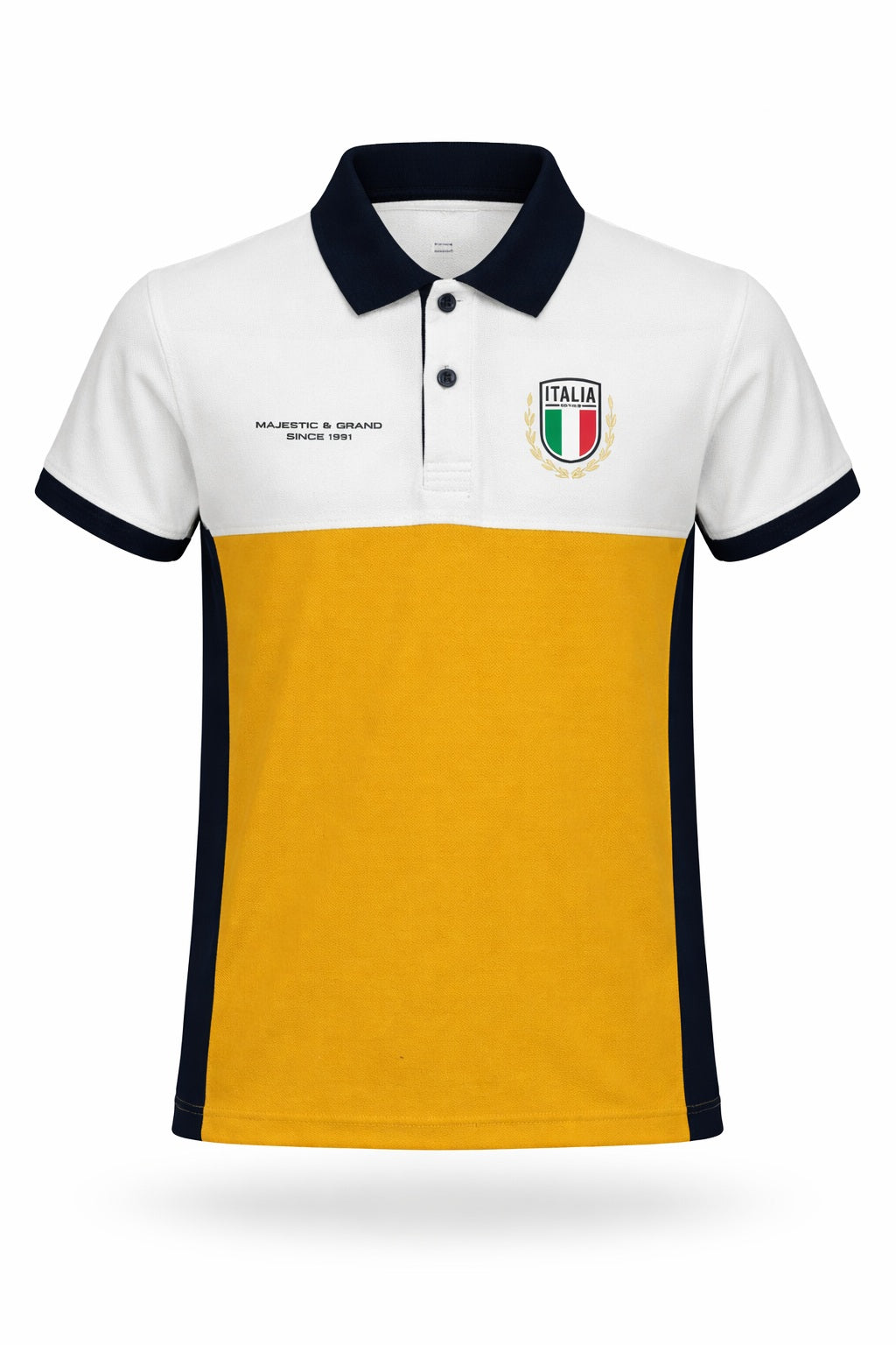 Octave Boys Mustard Colourblocked Polo Collar T-shirt
