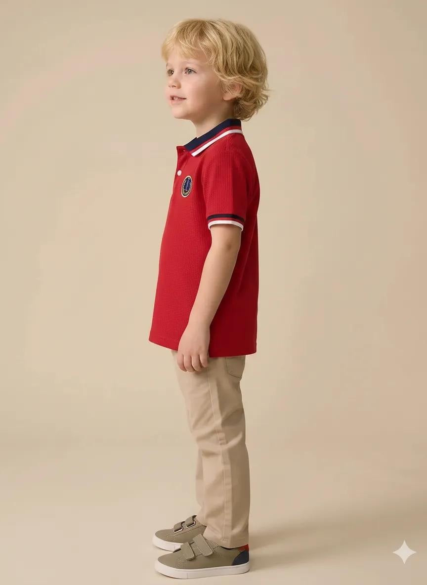 Boys Brick Printed Polo Collar T-shirt