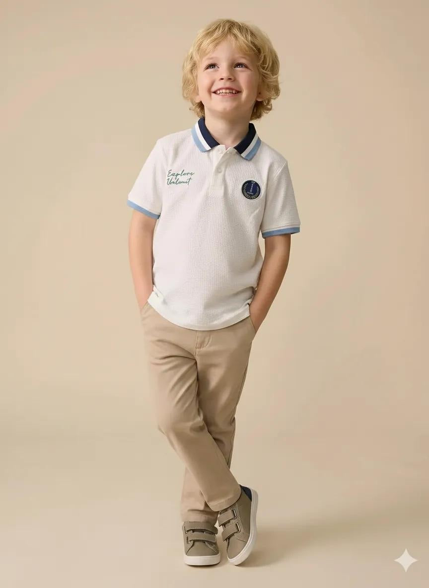 Boys Printed Polo Collar T-shirt
