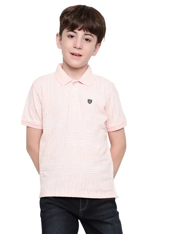 Octave Boys Polo Collar Typography Printed T-Shirt