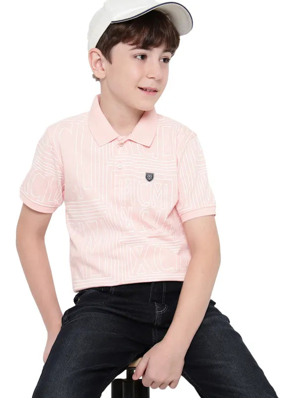 Octave Boys Polo Collar Typography Printed T-Shirt