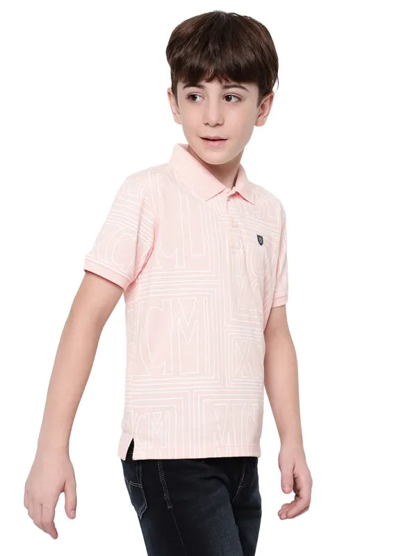 Octave Boys Polo Collar Typography Printed T-Shirt