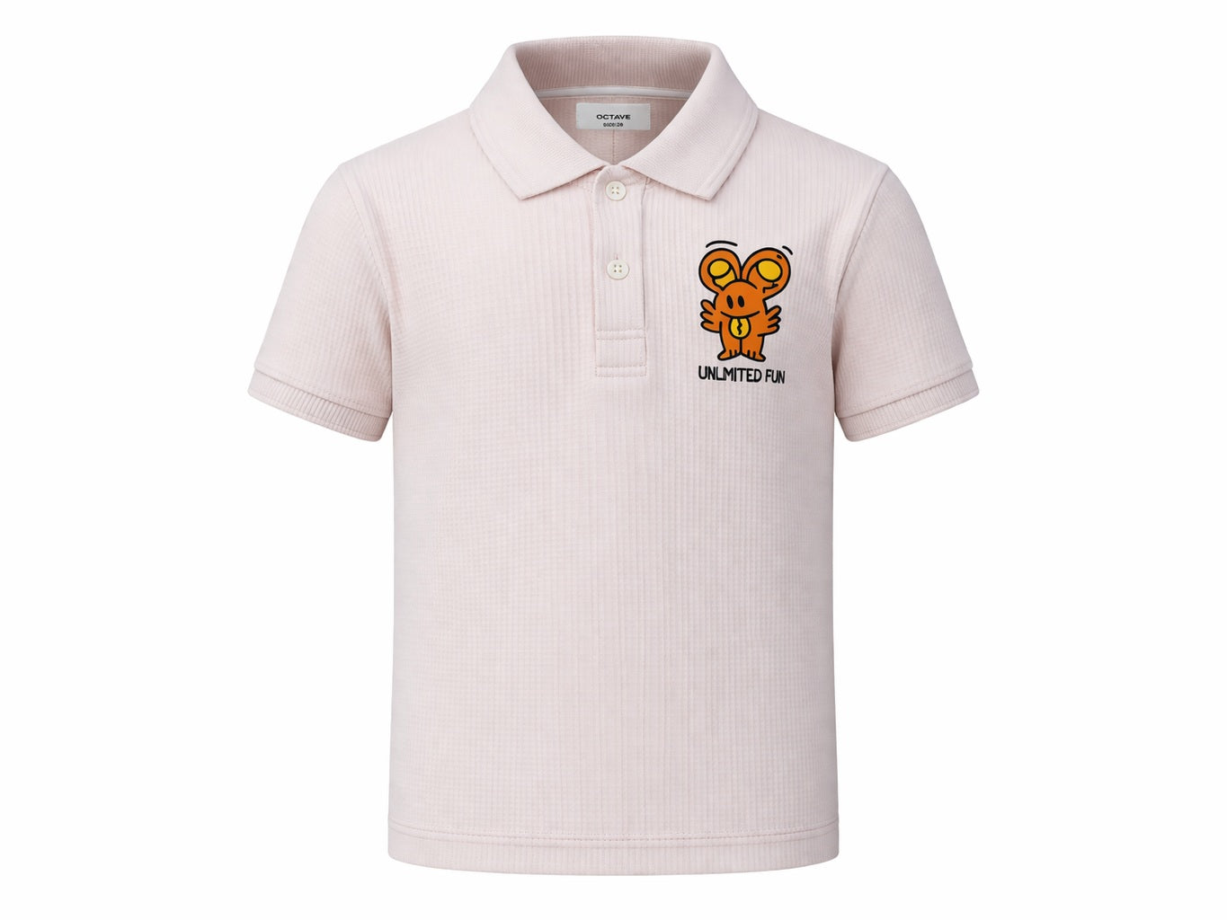 Boys Barely Pink Printed Polo Collar T-shirt