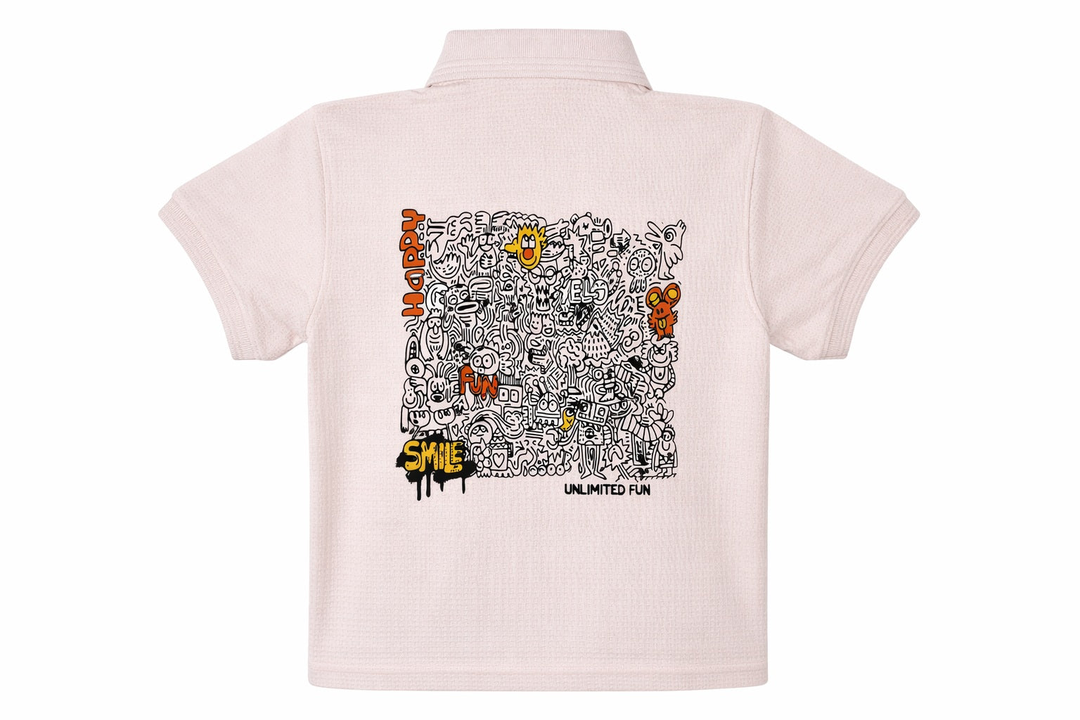 Boys Barely Pink Printed Polo Collar T-shirt