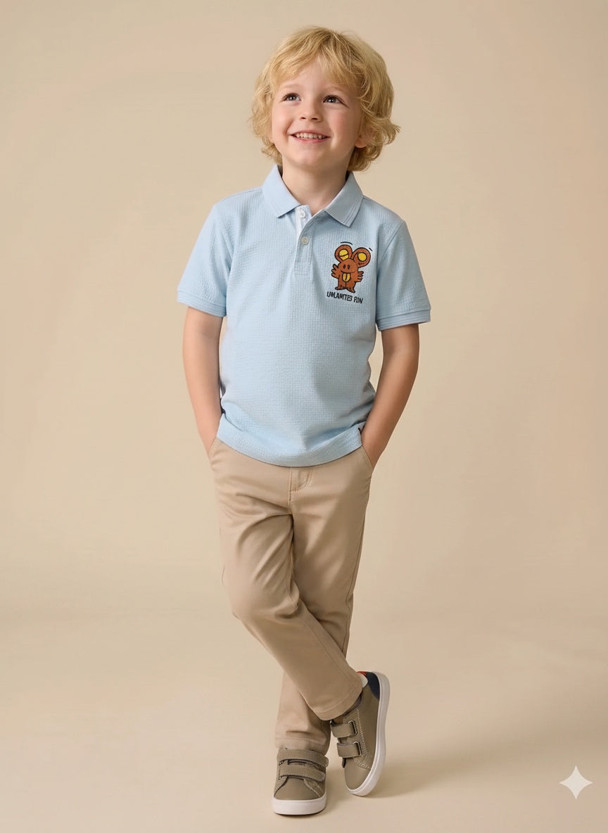 Boys Printed Polo Collar T-shirt
