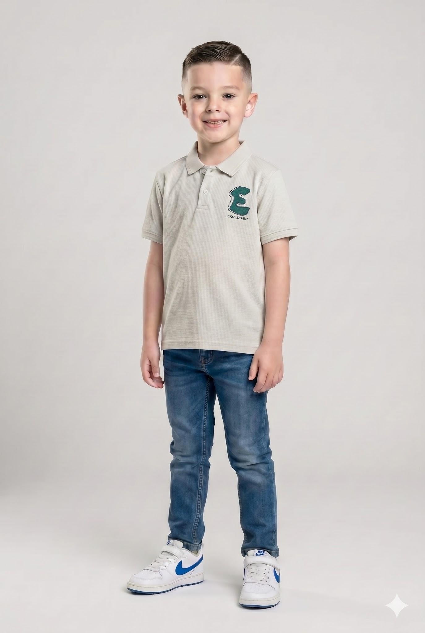 Boy Printed Polo Neck T-Shirt