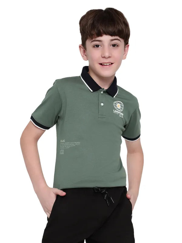 Octave Boy Typography Printed Polo Collar T-Shirt