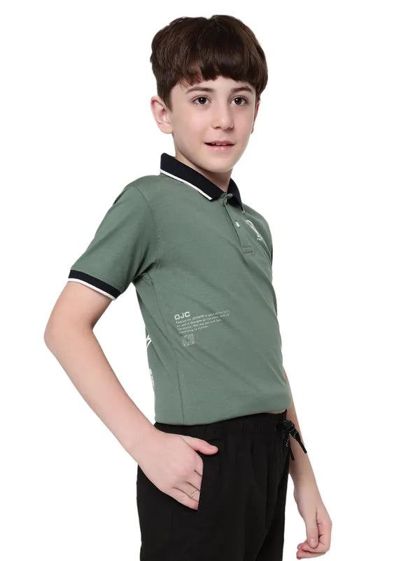 Octave Boy Typography Printed Polo Collar T-Shirt