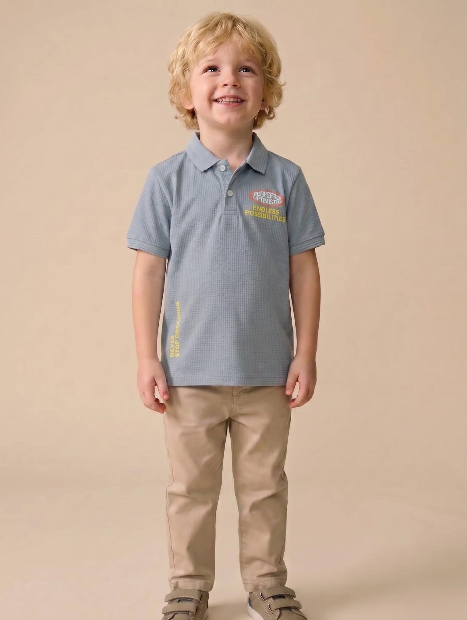 Boys Printed Polo Collar T-shirt