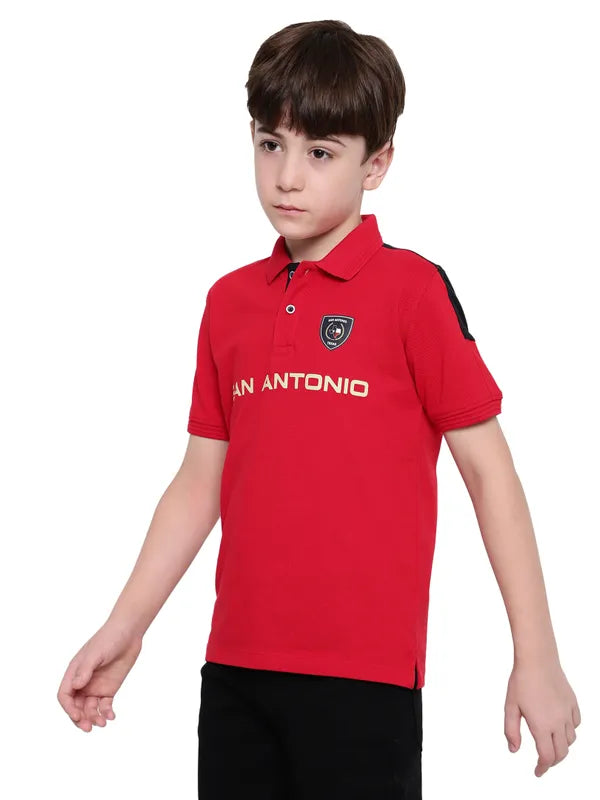 Octave Boys Typography Printed Polo Collar T-Shirt