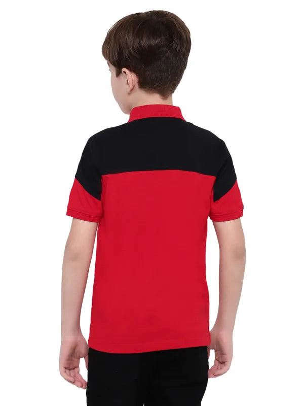 Octave Boys Typography Printed Polo Collar T-Shirt