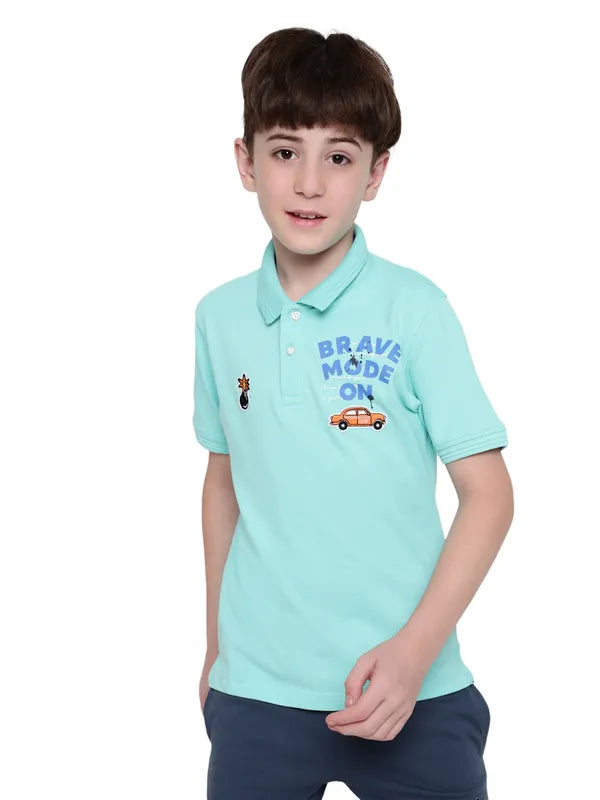 Octave Boy Typography Printed Polo Collar T-Shirt