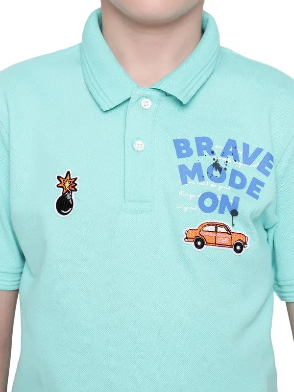 Octave Boy Typography Printed Polo Collar T-Shirt