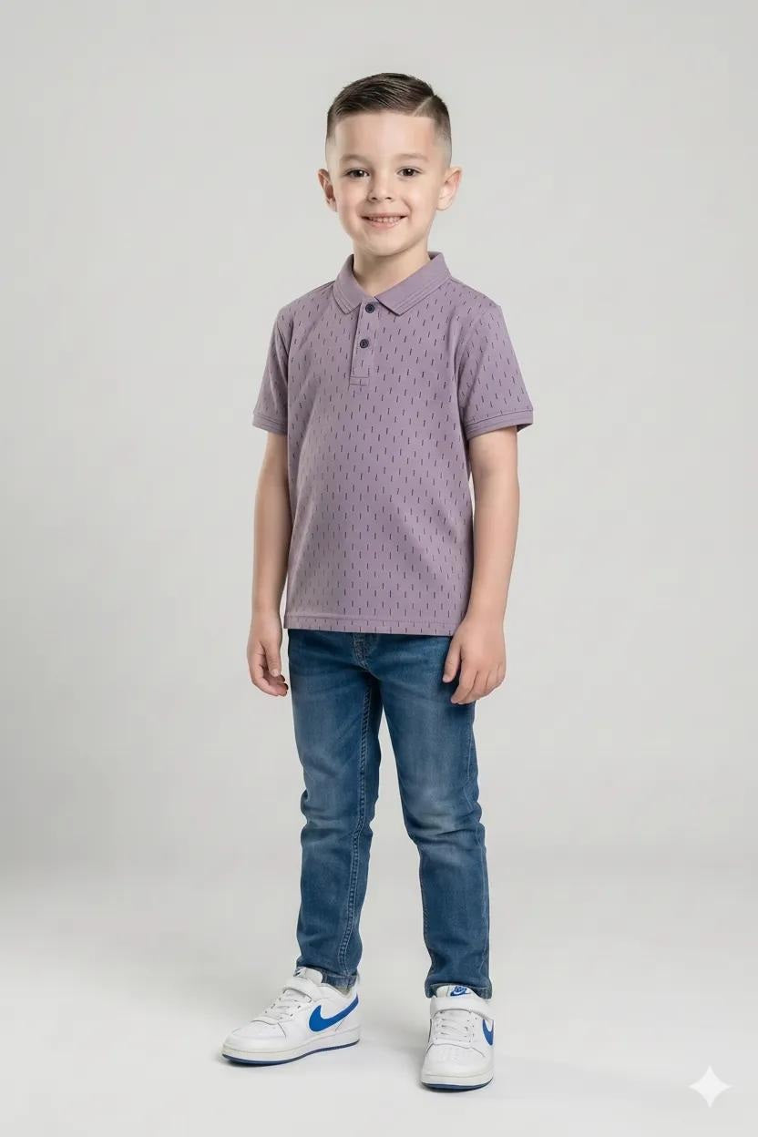 Boy Iris Printed Polo Neck T-Shirt