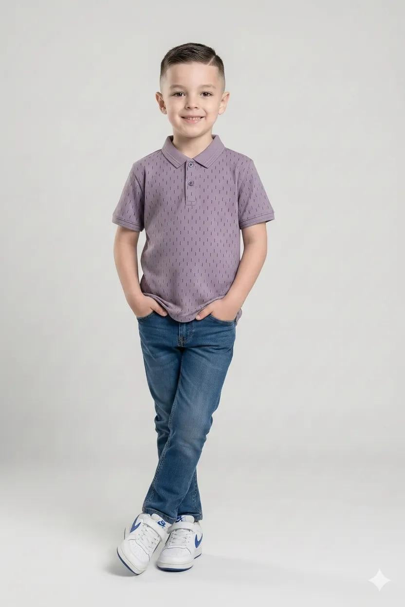 Boy Iris Printed Polo Neck T-Shirt