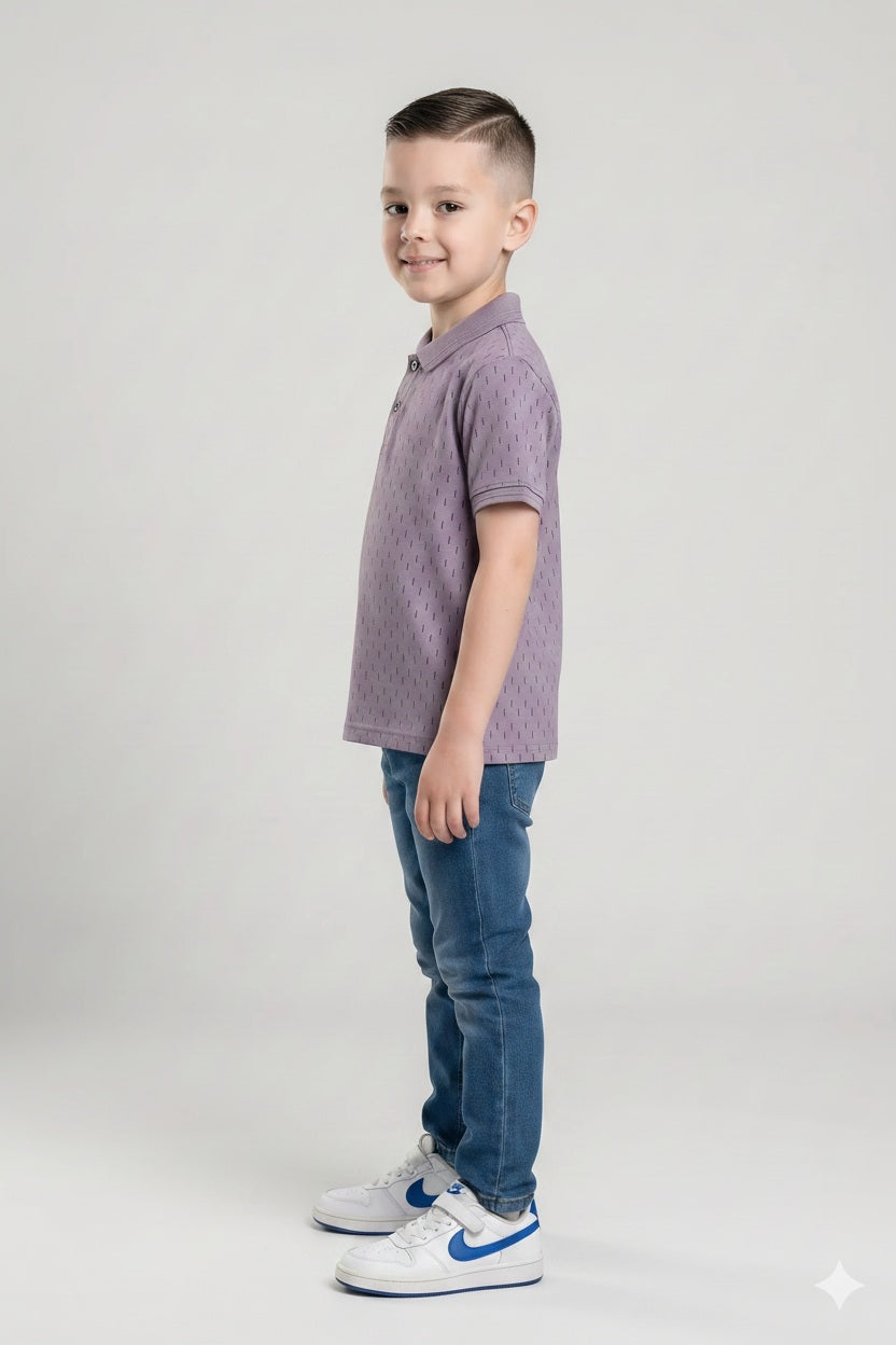 Boy Iris Printed Polo Neck T-Shirt