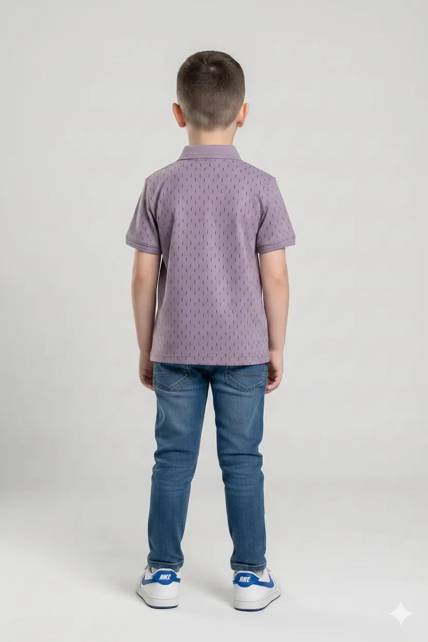 Boy Iris Printed Polo Neck T-Shirt