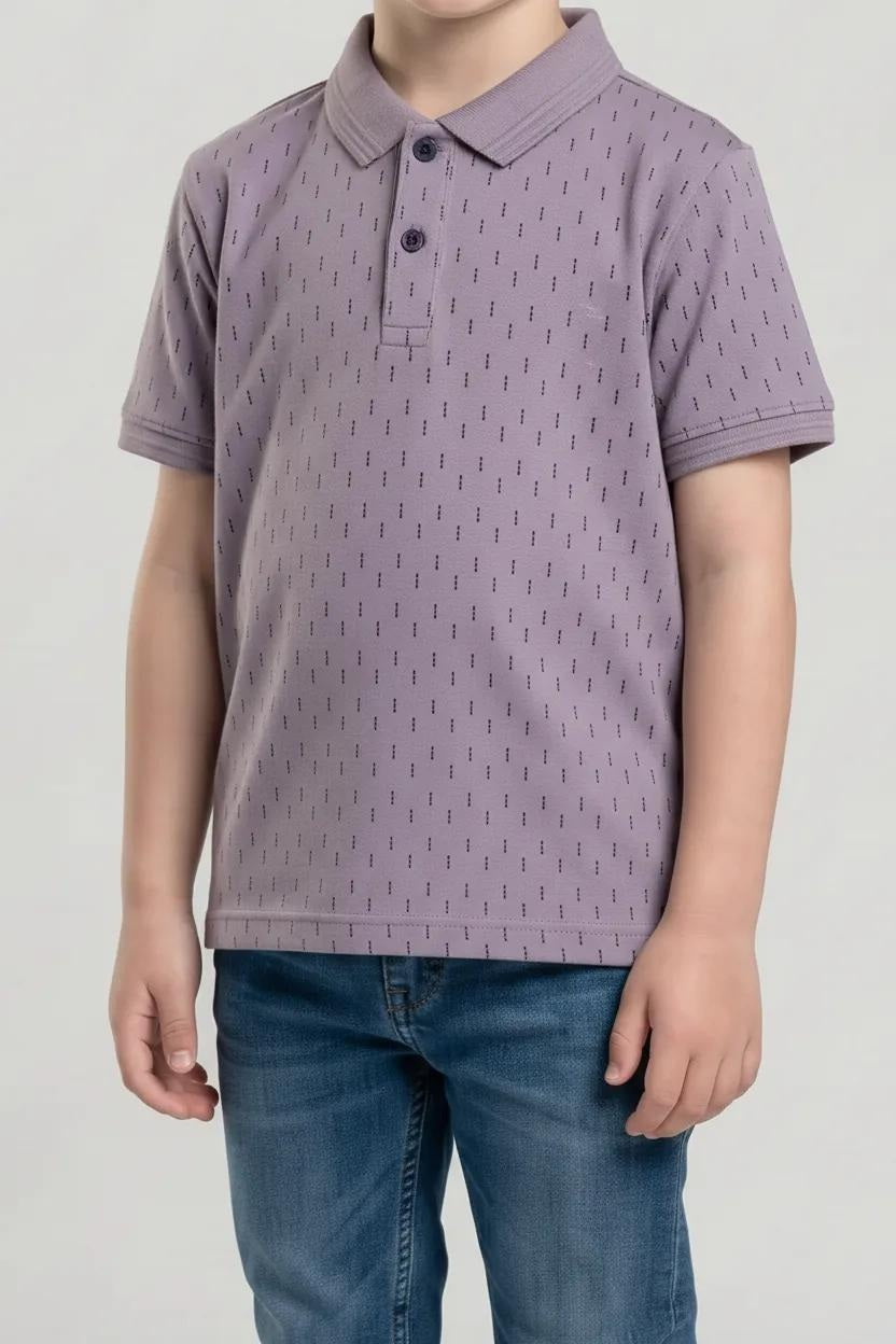 Boy Iris Printed Polo Neck T-Shirt