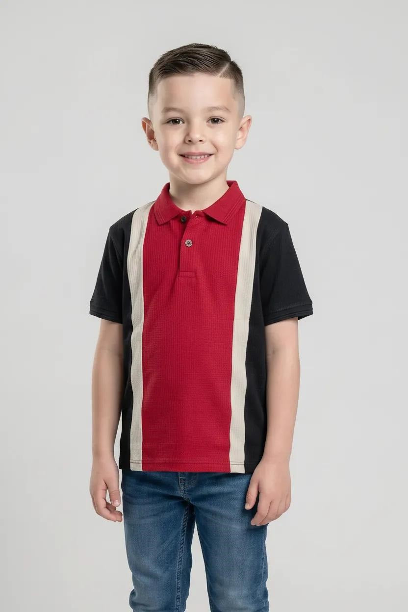 Boys Salsa Colourblocked Polo Collar T-shirt