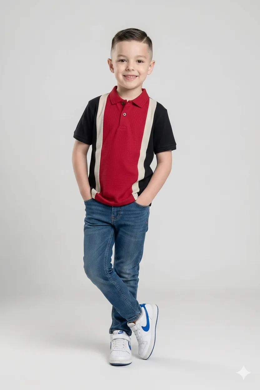 Boys Salsa Colourblocked Polo Collar T-shirt