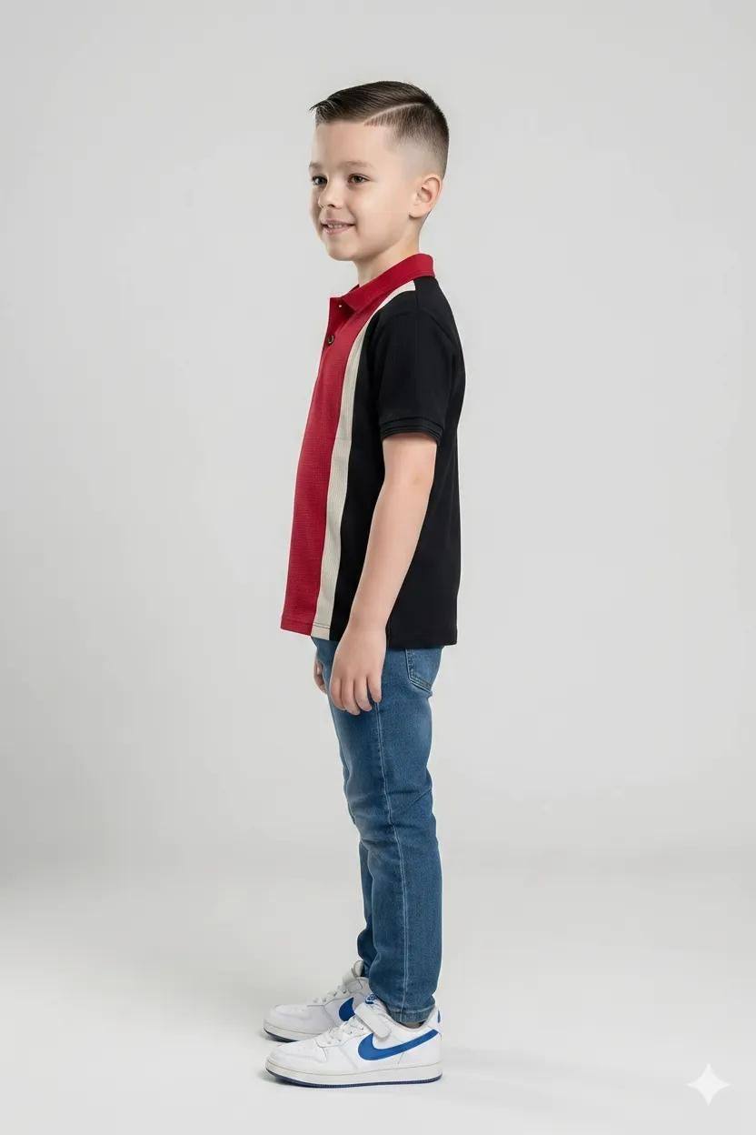 Boy Salsa Colourblocked Polo Neck T-Shirt