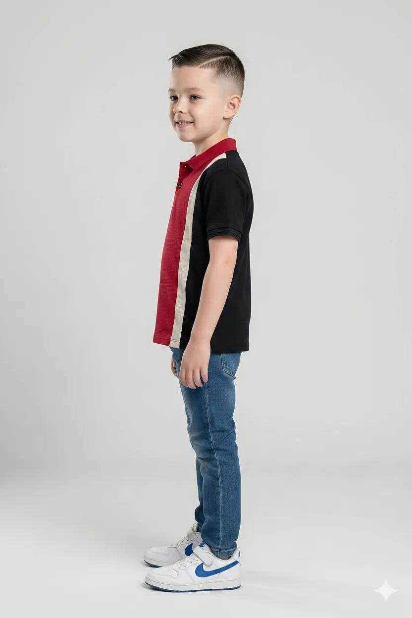 Boys Salsa Colourblocked Polo Collar T-shirt