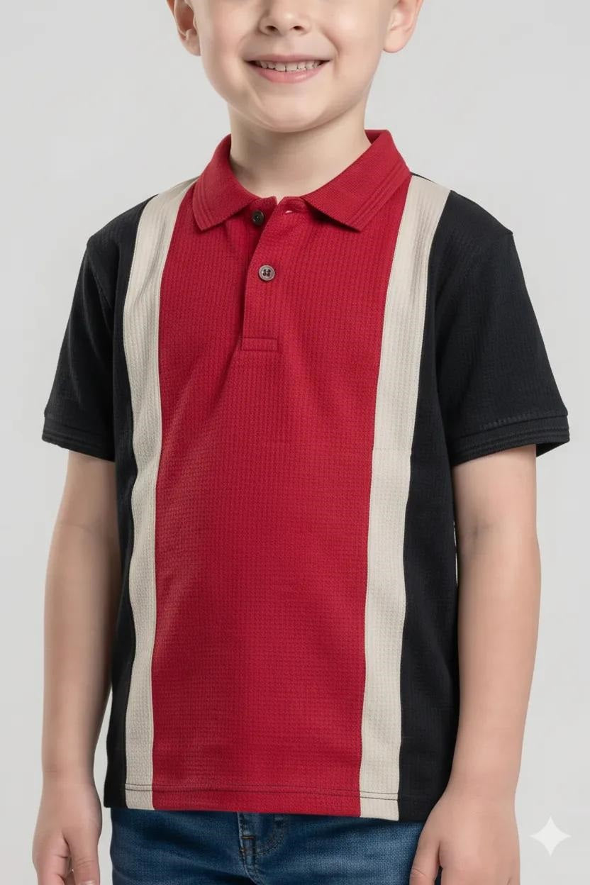Boys Salsa Colourblocked Polo Collar T-shirt