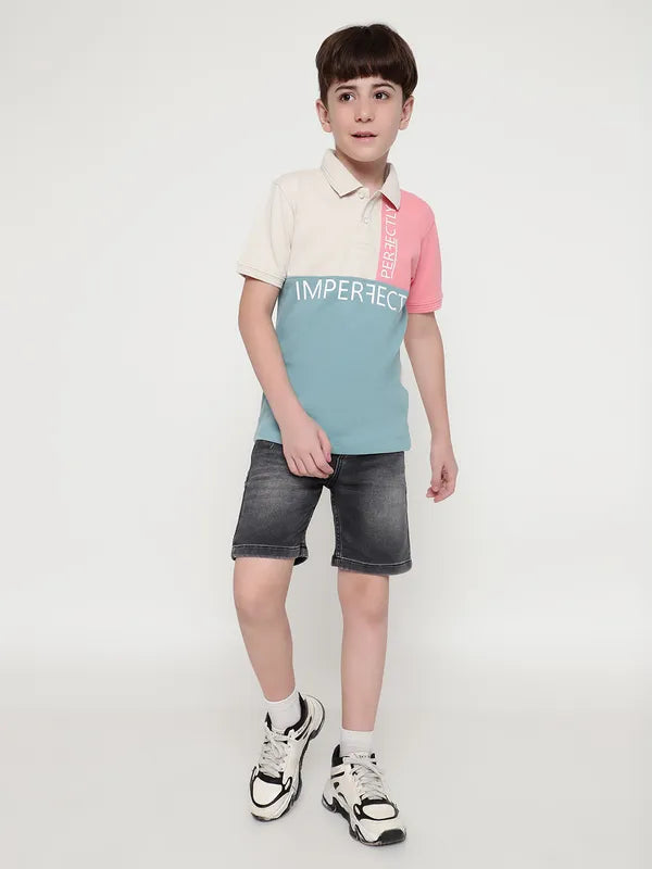 Octave Boys Colourblocked Polo Collar T-Shirt