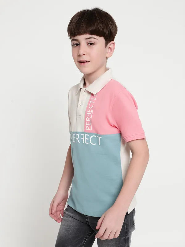 Octave Boys Colourblocked Polo Collar T-Shirt